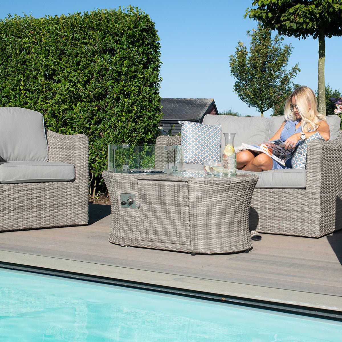 Maze Oxford 2 Seat Sofa Set with Fire Pit