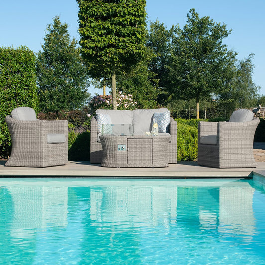 Oxford 2 Seat Sofa Set with Fire Pit - Modern Rattan