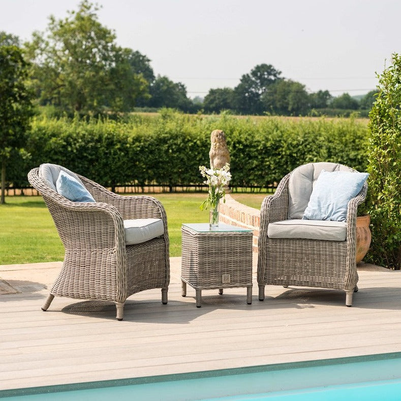 Maze Oxford Grey Rattan Heritage Two seat Bistro Garden Lounging Set