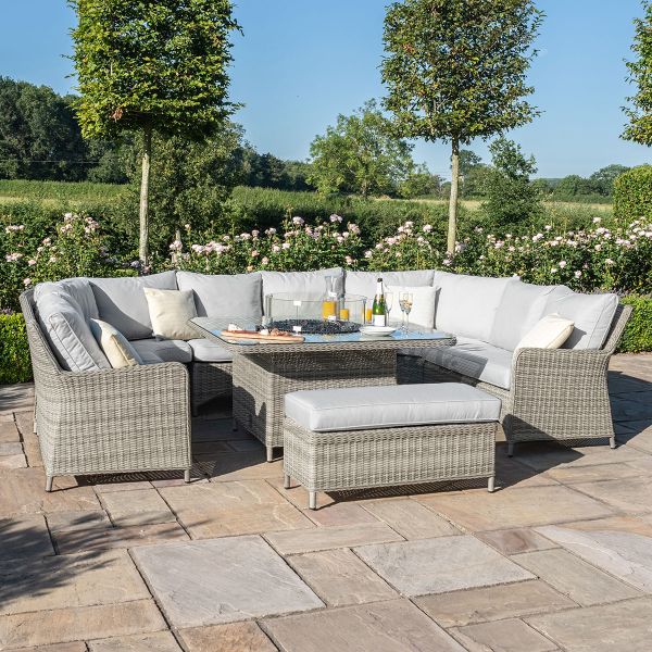 Maze Oxford Royal U-Shaped Sofa Set with Fire Pit