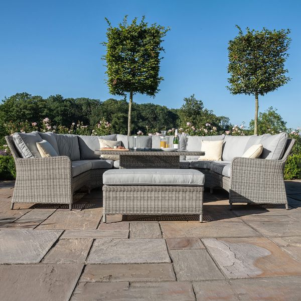 Maze Oxford Royal U-Shaped Sofa Set with Fire Pit