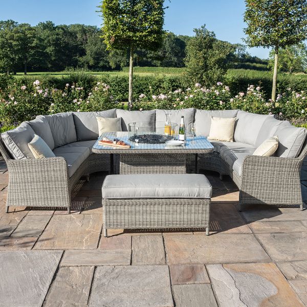 Maze Oxford Royal U-Shaped Sofa Set with Fire Pit