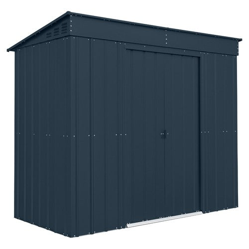 Globel Pent 8x4 metal garden shed in grey