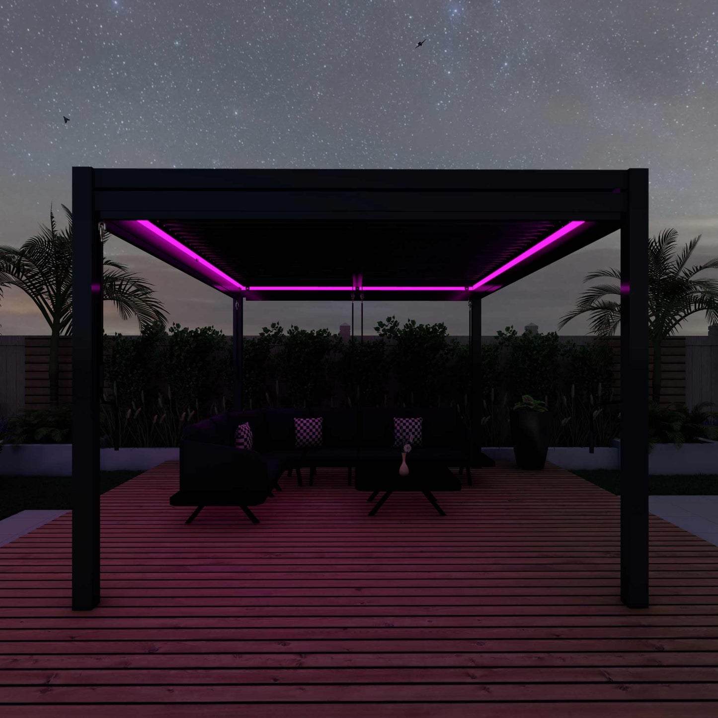 Maze Como Aluminium Pergola with 4 Drop Sides & LED Lighting