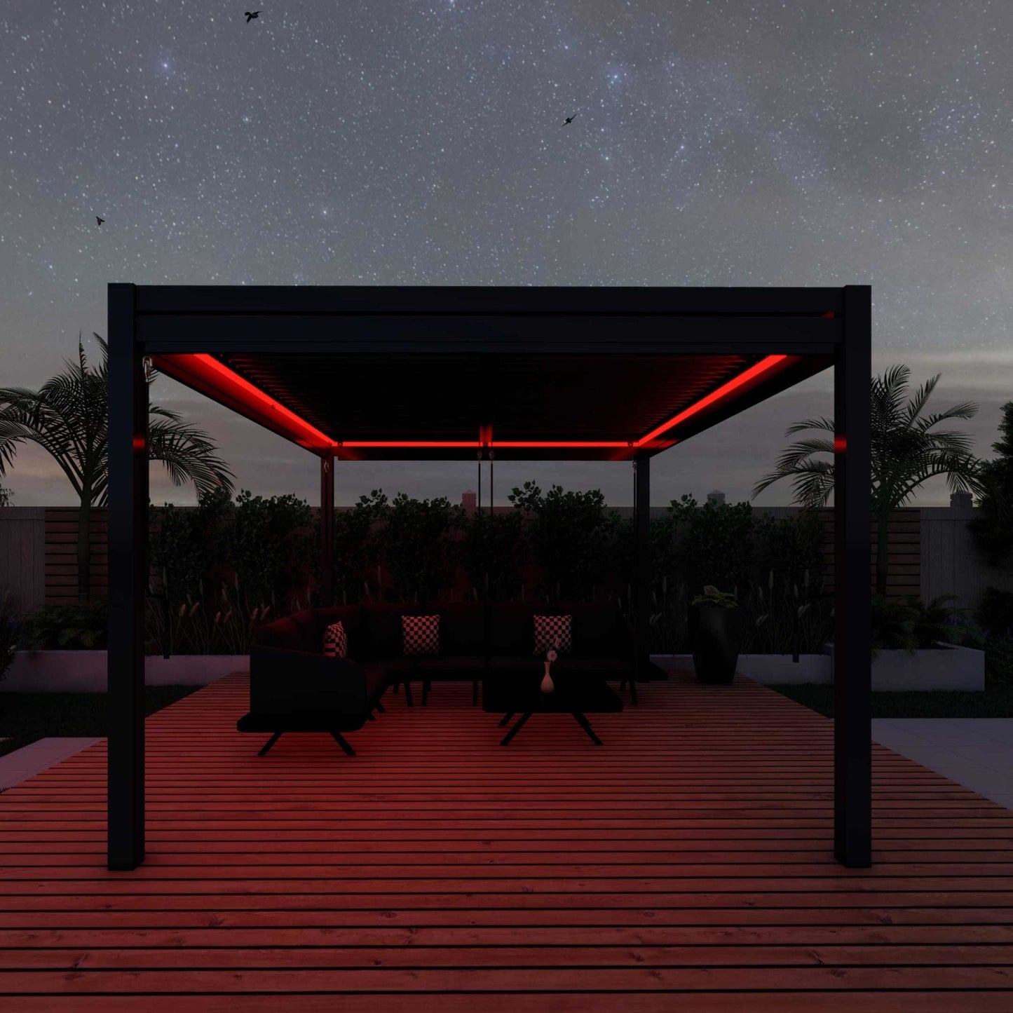 Maze Como Aluminium Pergola with 4 Drop Sides & LED Lighting