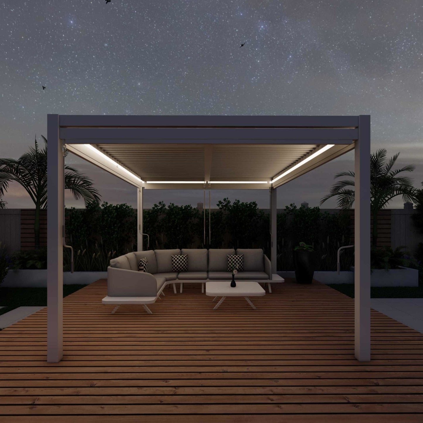 Maze Como Aluminium Pergola with 4 Drop Sides & LED Lighting