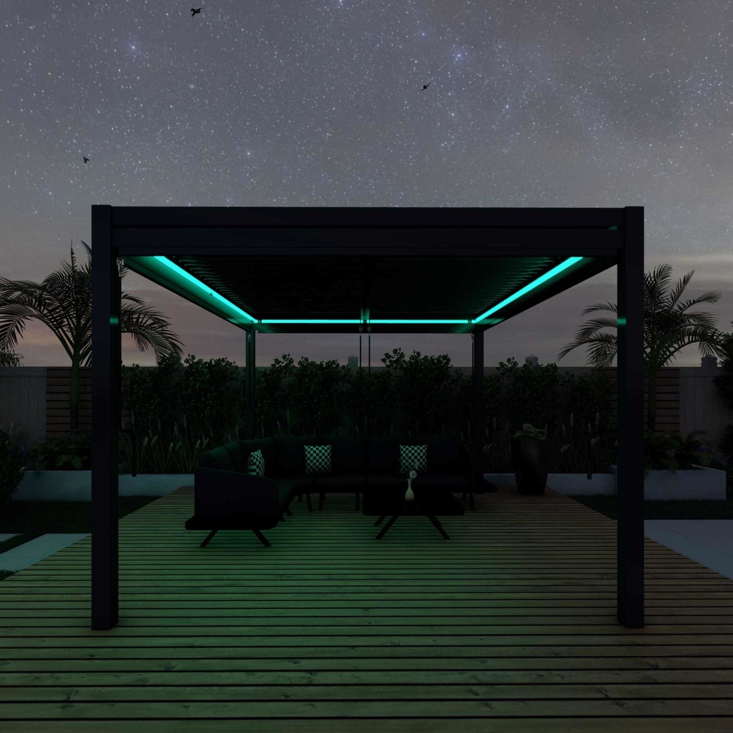 Maze Como Aluminium Pergola with 4 Drop Sides & LED Lighting