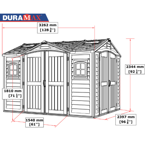 Saffron Apex Plus 10.5x8ft Vinyl Shed