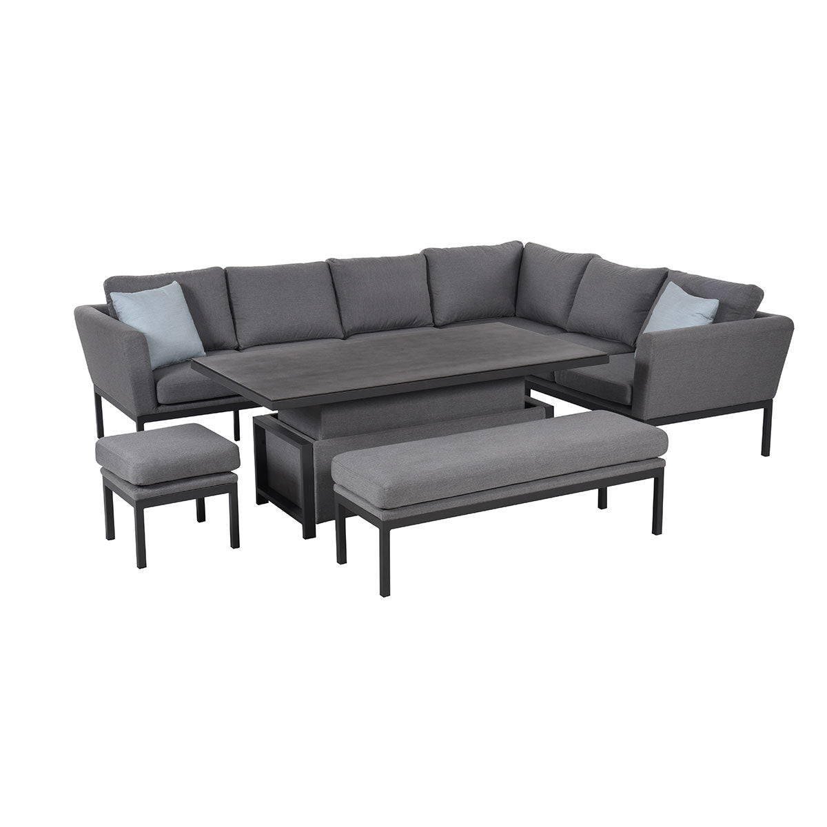 Maze Pulse Left Handed Rectangular Outdoor Corner Sofa Dining Set with Rising Table + Free Cover