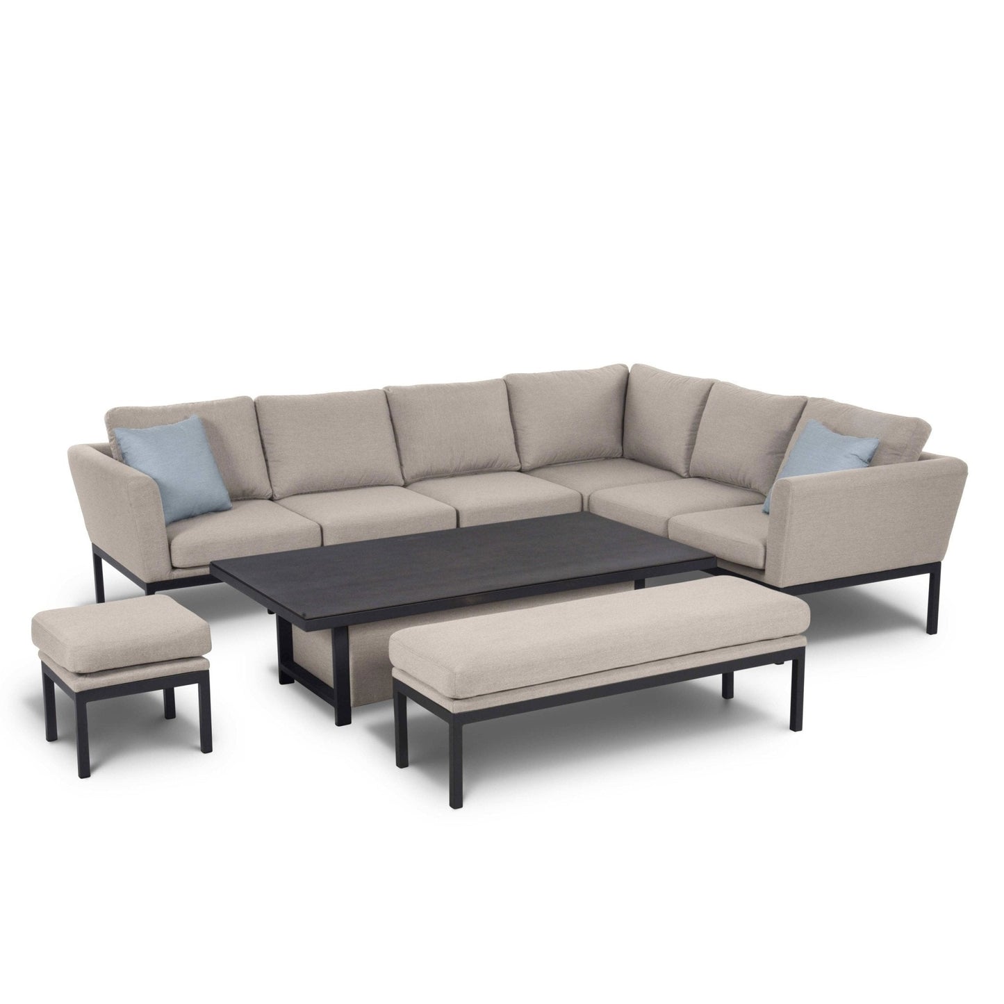 Maze Pulse Left Handed Rectangular Outdoor Corner Sofa Dining Set with Rising Table + Free Cover