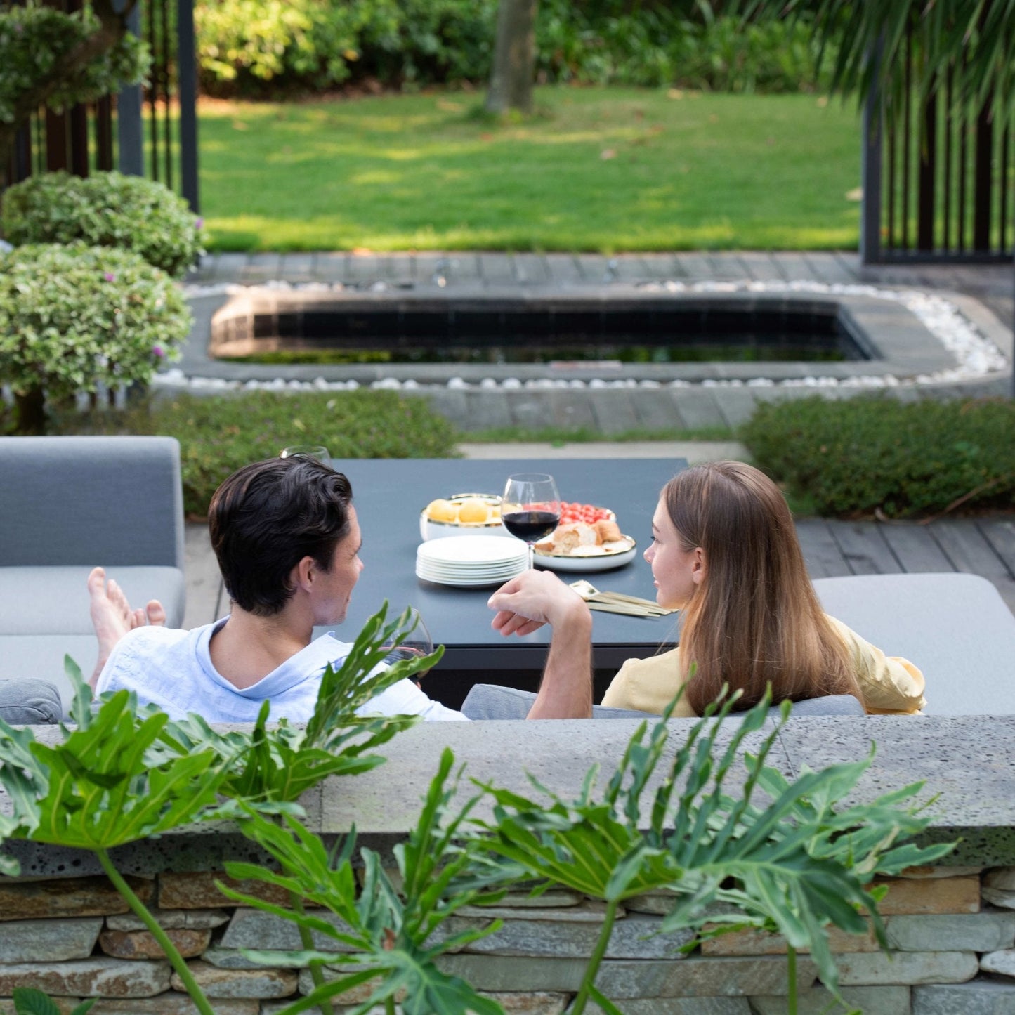 Maze Pulse Left Handed Rectangular Outdoor Corner Sofa Dining Set with Rising Table + Free Cover