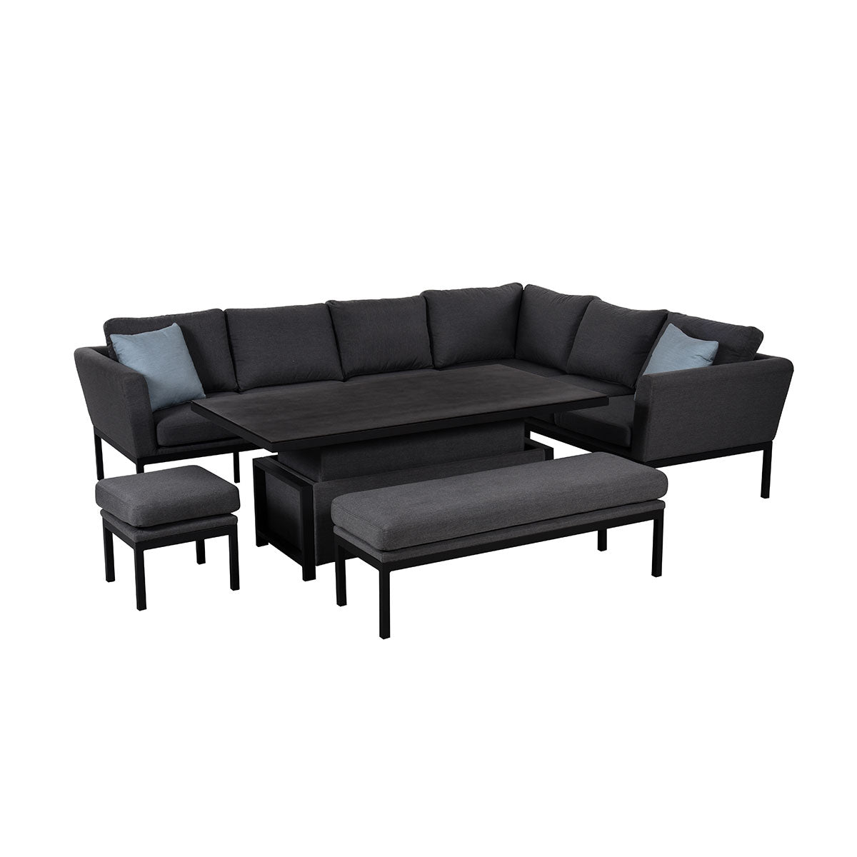 Maze Pulse Left Handed Rectangular Outdoor Corner Sofa Dining Set with Rising Table + Free Cover