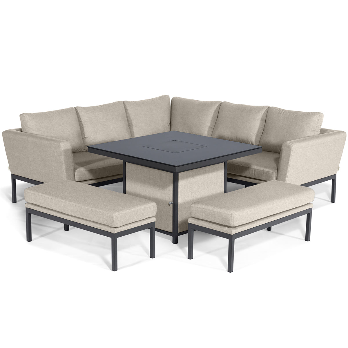 Maze Pulse Square Corner Sofa Dining Set with Fire Pit + Free Extras