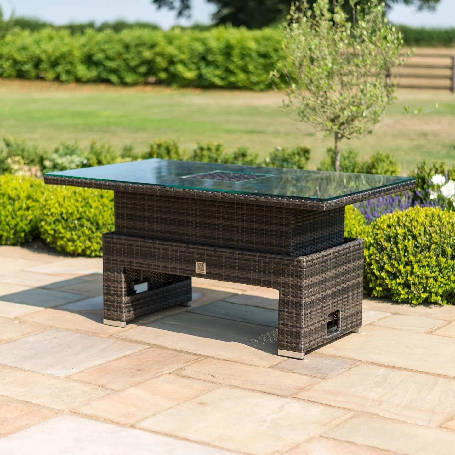 Rising Table with Ice Bucket - Modern Rattan