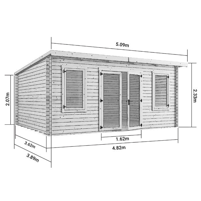 Store More Ashley Pent Log Cabin Garden Room - 5.0m x 4.0m