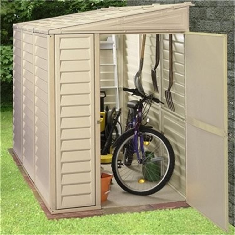 4ft x 8ft Saffron Lean-To Vinyl Garden Shed with Foundation Kit