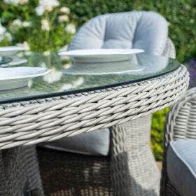 Maze Oxford Grey Rattan Four Seat Round Heritage Garden Dining Set