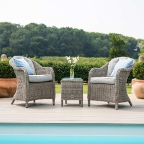 Maze Oxford Grey Rattan Heritage Two seat Bistro Garden Lounging Set