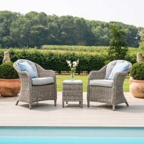 Maze Oxford Grey Rattan Heritage Two seat Bistro Garden Lounging Set