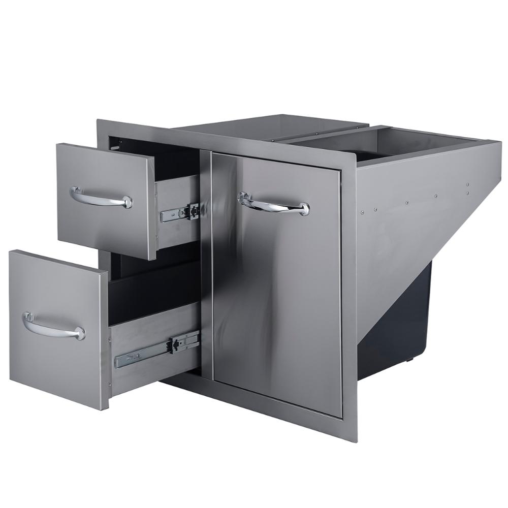 Sunstone 36″ Double Drawer and Trash Combo