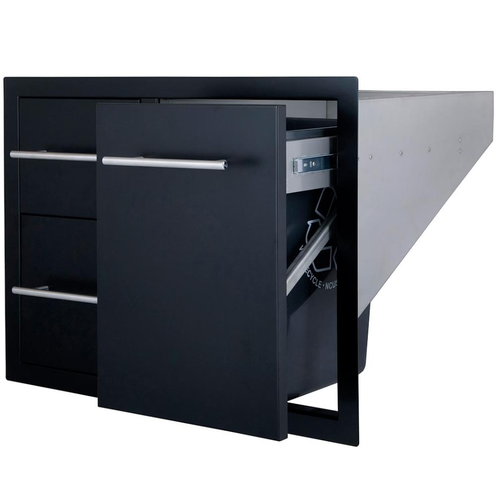 Sunstone Black Series 36″ Double Drawer Trash Combo