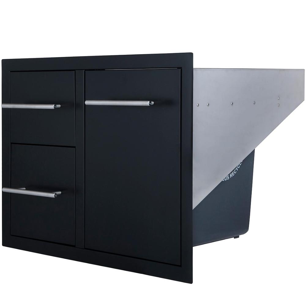 Sunstone Black Series 36″ Double Drawer Trash Combo