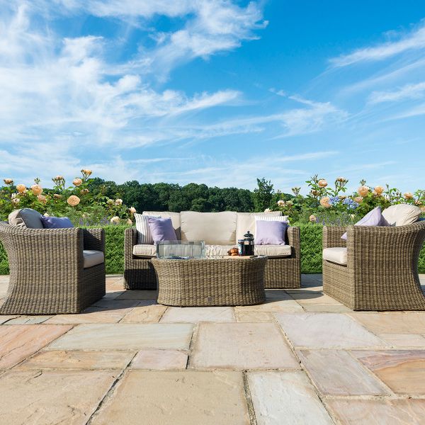 Maze Winchester 3 Seat Sofa Set with Fire Pit