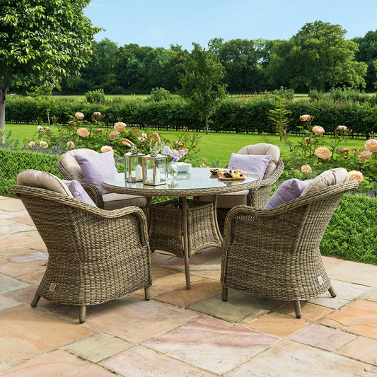 Winchester 4 Seat Round Dining Set with Heritage Chairs - Modern Rattan