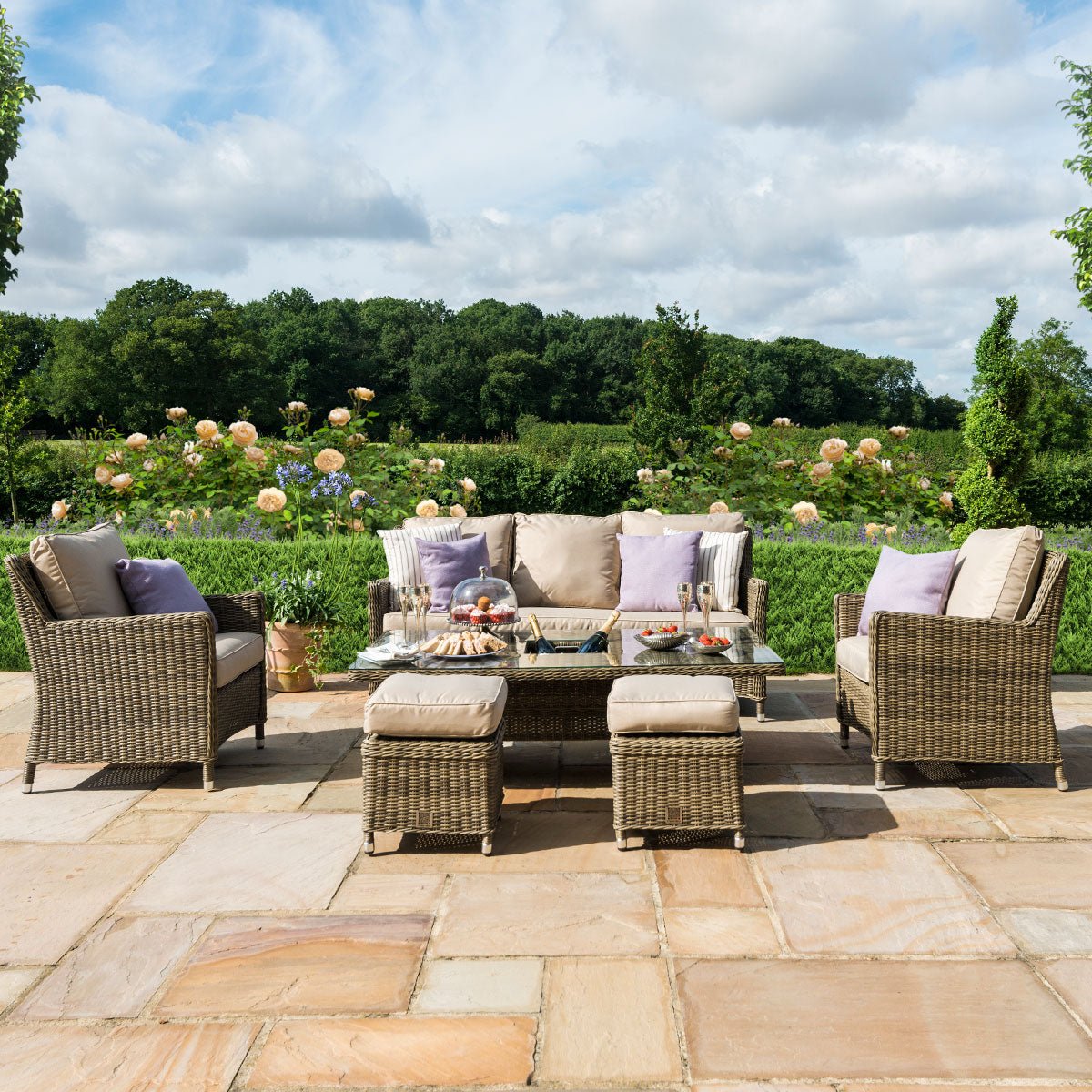 Maze Winchester Sofa Dining Set with Ice Bucket and Rising Table