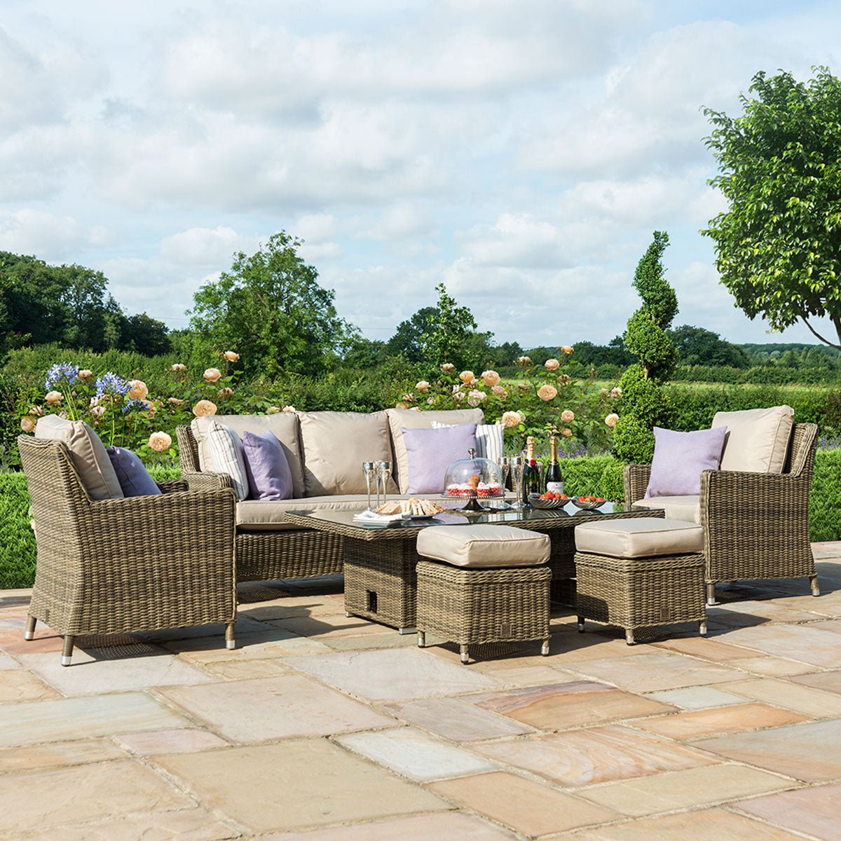 Maze Winchester Sofa Dining Set with Ice Bucket and Rising Table