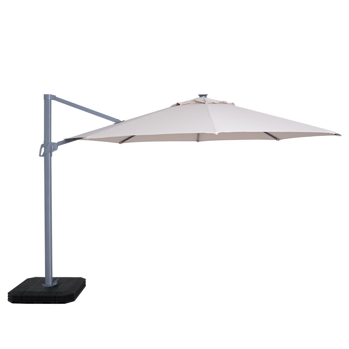 Zeus Cantilever Parasol 3.5m Round - With LED Lights & Cover - Modern Rattan