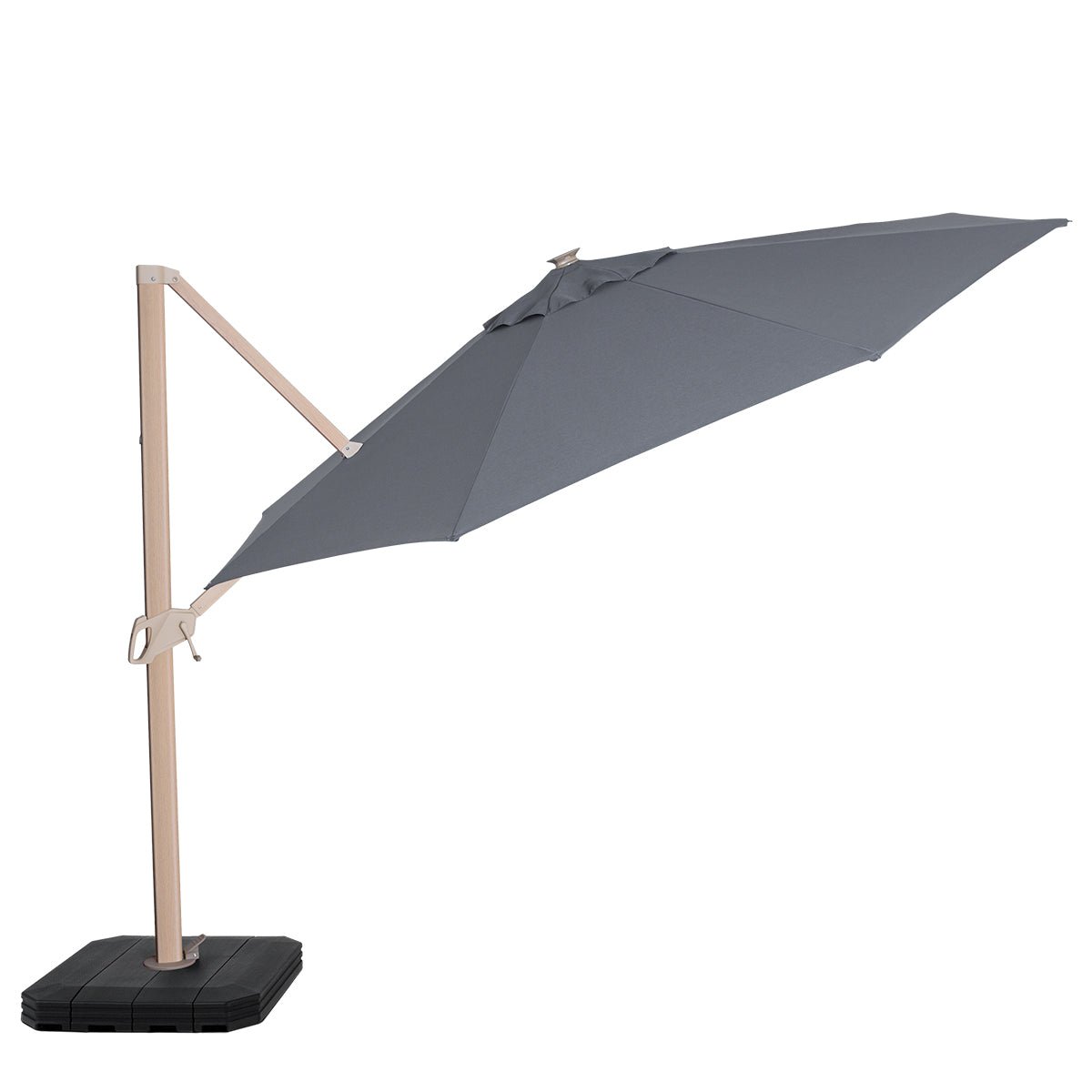 Maze -  Zeus Cantilever Parasol 3.5m Round - With LED Lights & Cover - Wood Effect