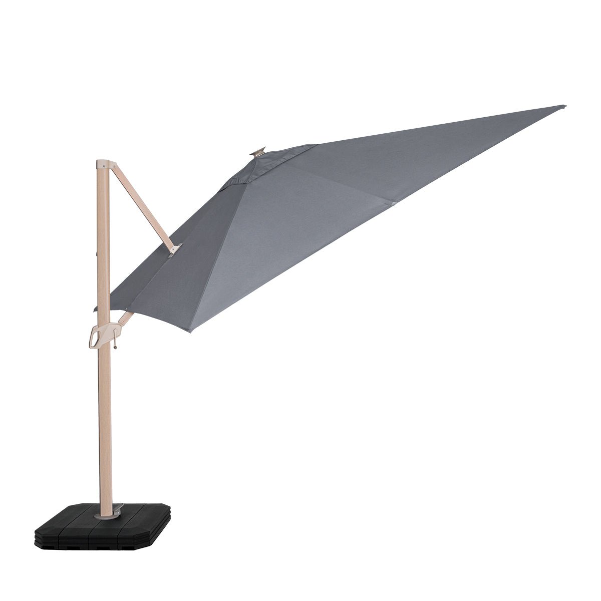 Maze -  Zeus Cantilever Parasol 3m Square - With LED Lights & Cover - Wood Effect