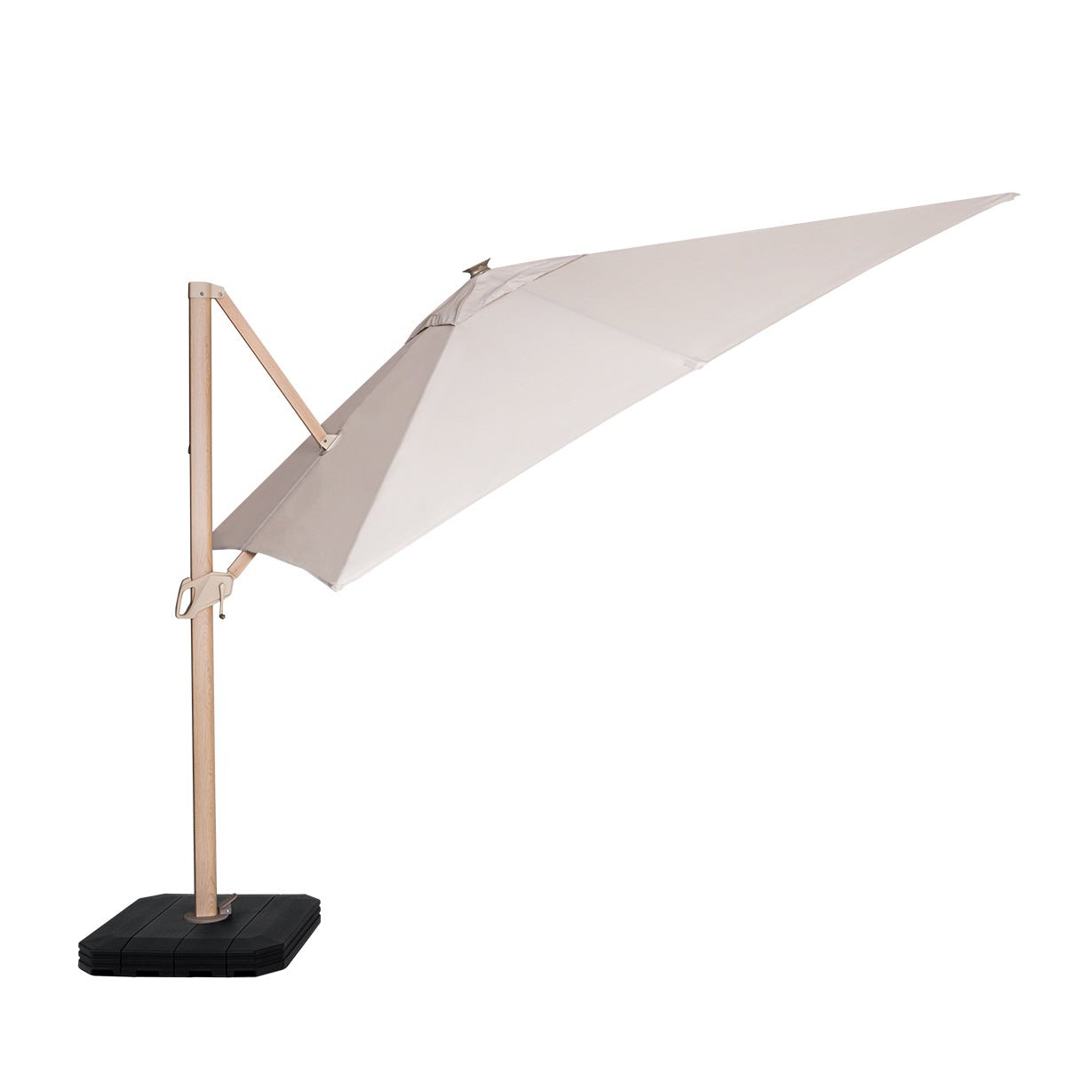 Maze -  Zeus Cantilever Parasol 3m Square - With LED Lights & Cover - Wood Effect