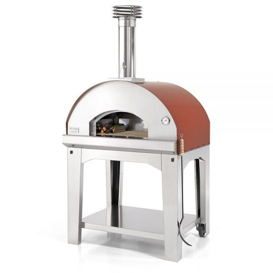 Fontana Mangiafuoco Rosso Wood Pizza Oven Including Trolley