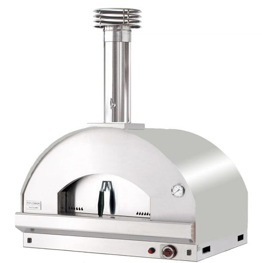 Fontana stainless steel Mangiafuoco gas wood fired pizza