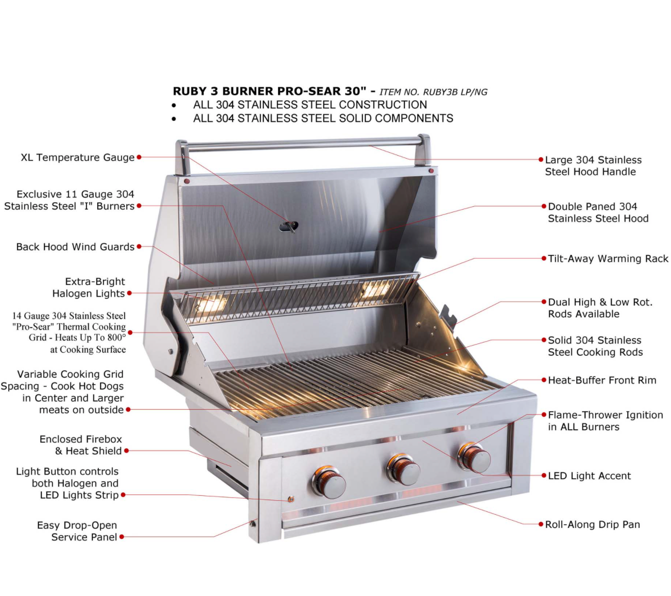 Sunstone Ruby Series 3 Burner Gas Grill