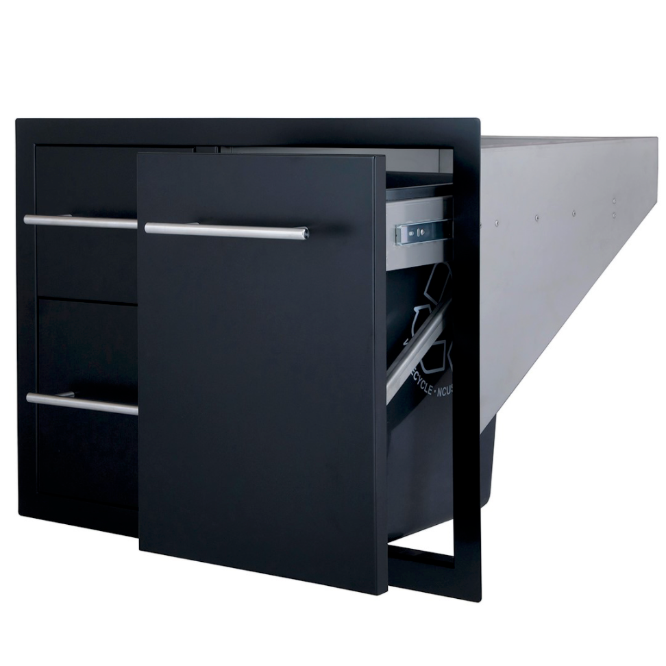 Sunstone Black Series 30″ Double Drawer Trash Combo