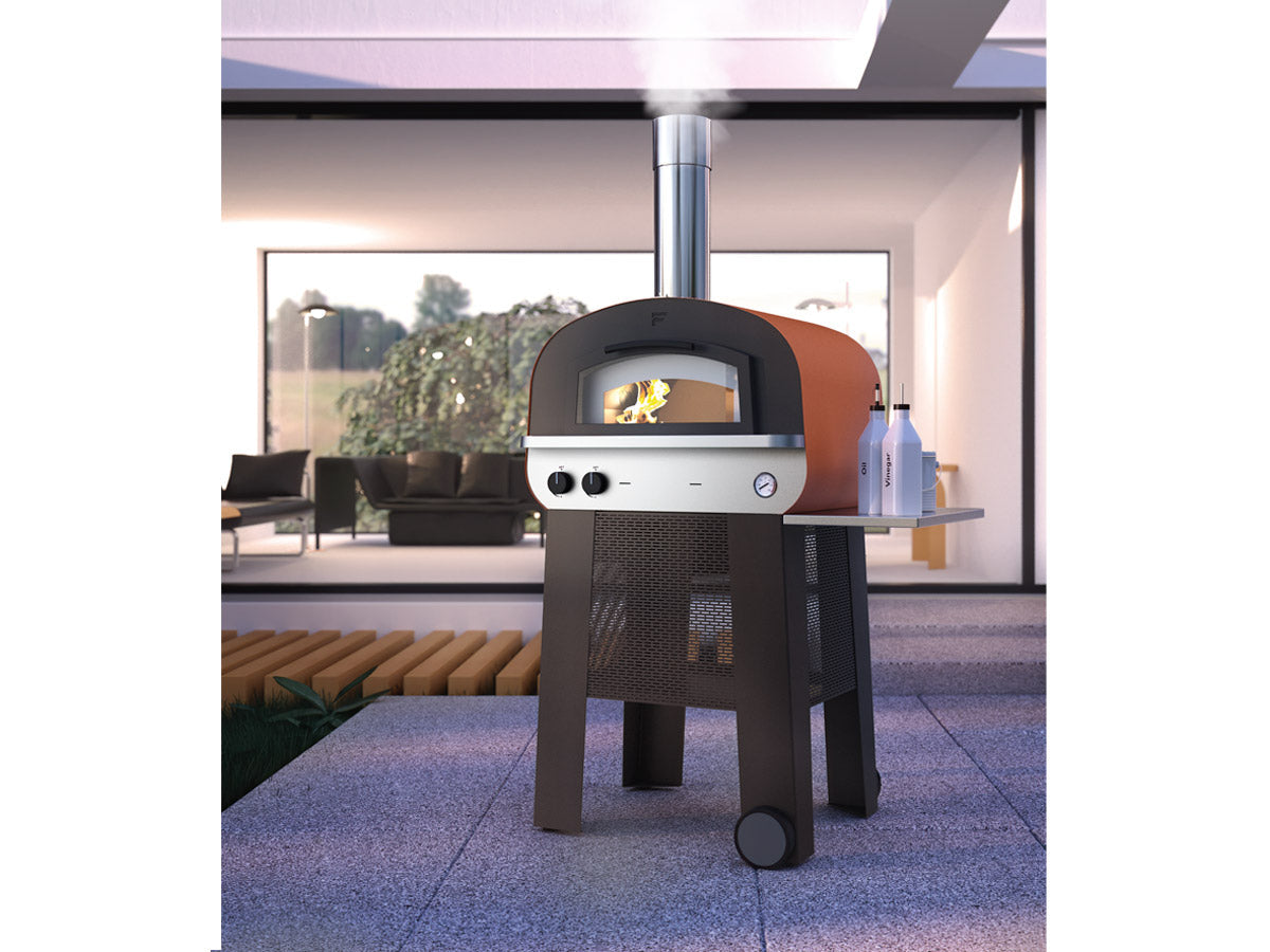 Fontana Piero Hybrid Gas & Wood Fire Oven with Trolley